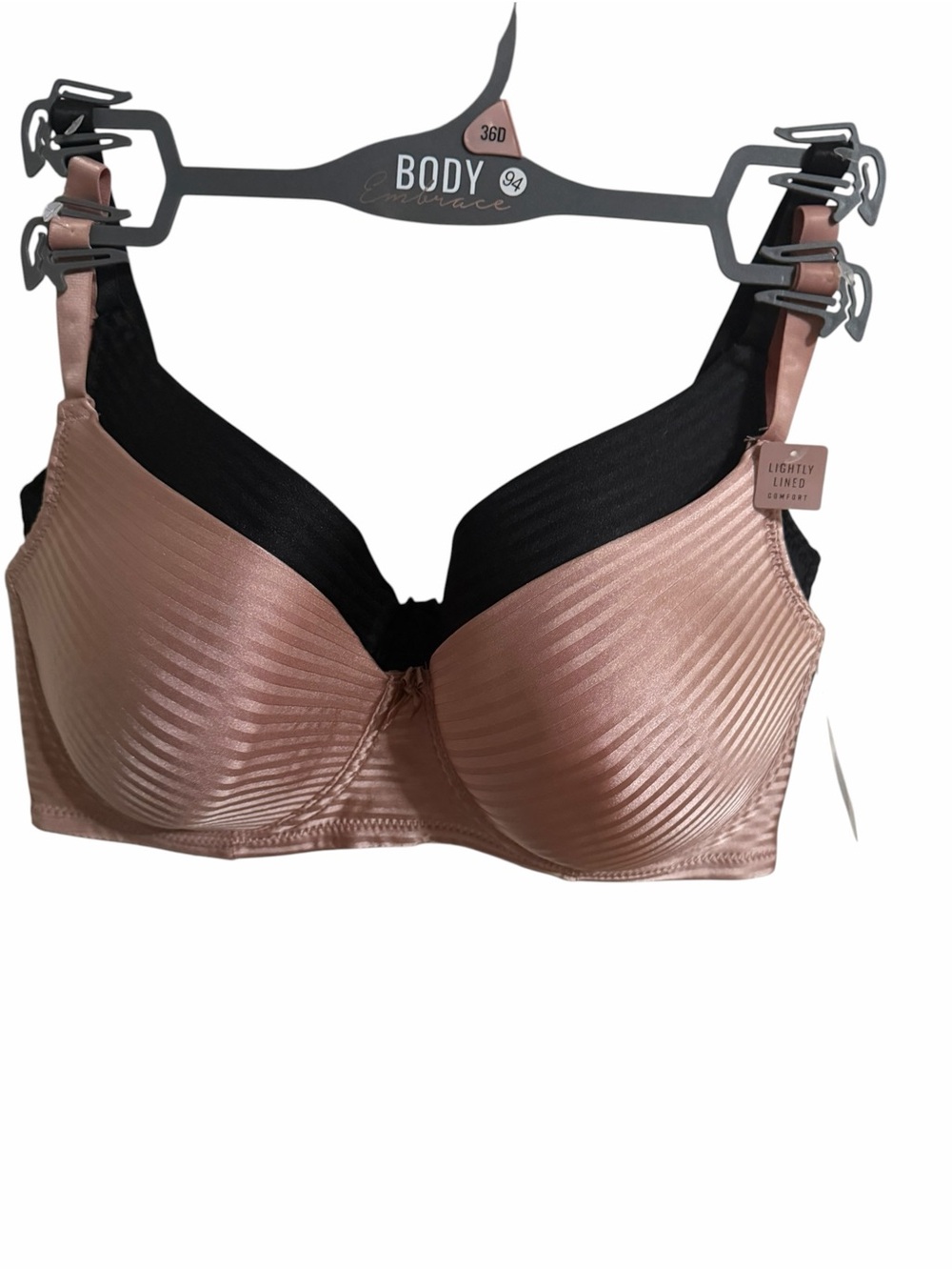Body Embrace Lightly Lined T-Shirt Bra - Rose Taupe and Black 2 pack